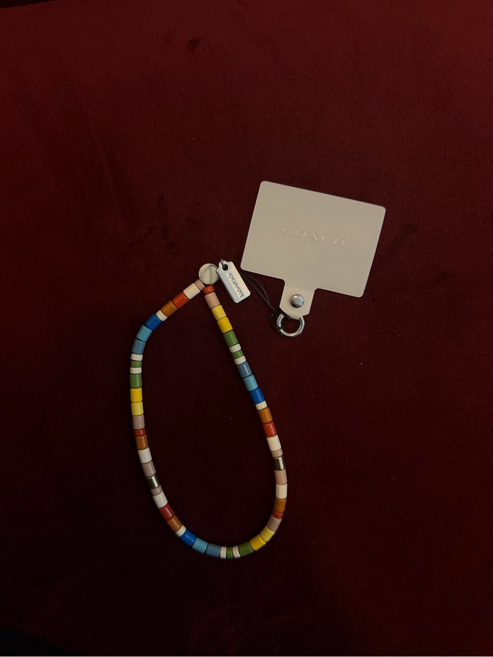 Coach Multicolor Beaded Phone Wristlet with Silver Hardware